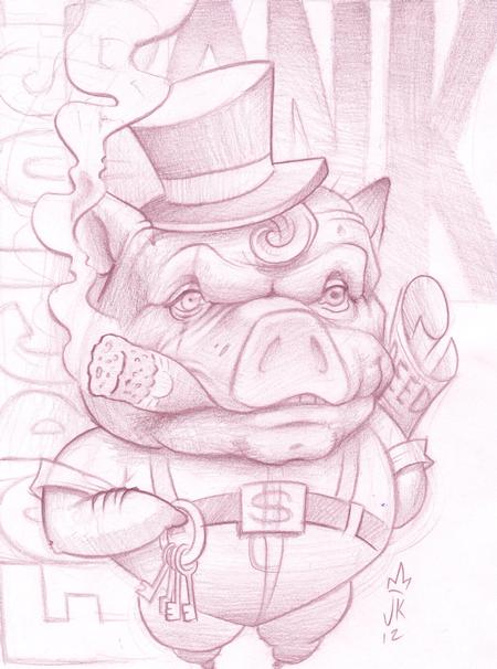 Tattoos - banker pig - 67062